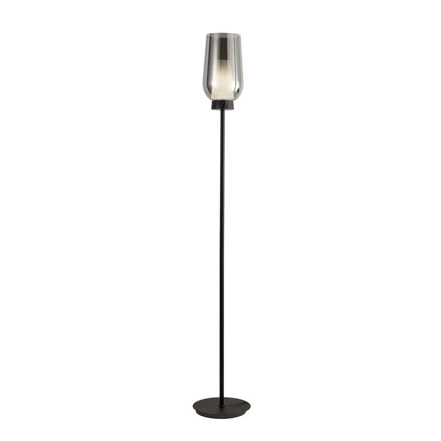 Mantra Nora Lámpara de pie de salón negro cristal ahumado 8290