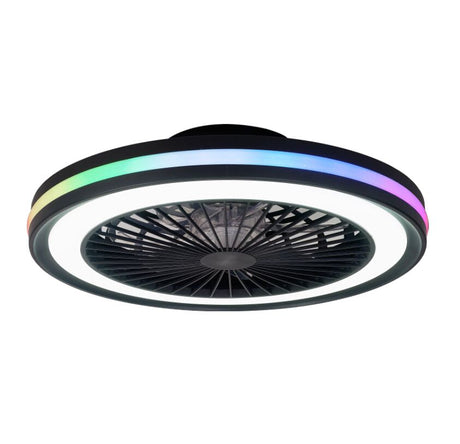 Ventilador de techo Mantra Gamer LED acrílico 3000-6500K regulable IP20 Ø46,6cm negro — ref. 8292 (2)