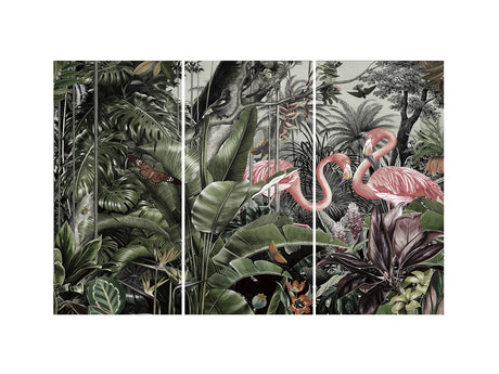 Cuadro fotografía impresa Schuller Triptico Flamencos 180x120cm ambiente