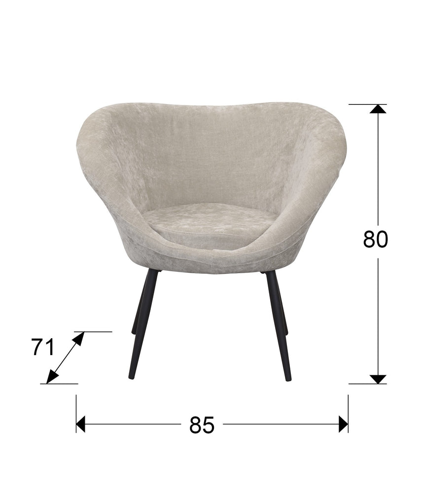 Sillón butaca Schuller Ozome negro y beige 85x80cm dimensiones