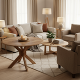 Mesa comedor ovalada madera mango 140x120x77cm 83643