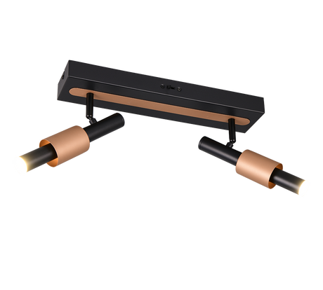 Regleta de focos Trio Ikaris negro 2 luces LED 42x20,5cm 855310232