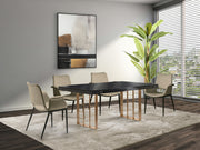 Mesa de comedor Schuller Vita gris y oro rosa 200x77cm 857147