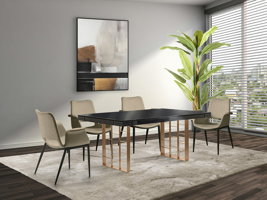 Mesa de comedor Schuller Vita gris y oro rosa 200x77cm 857147