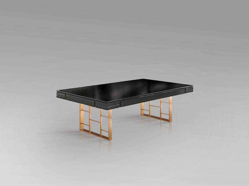 Mesa de centro Schuller Vita gris y oro rosa 135x49cm 857628