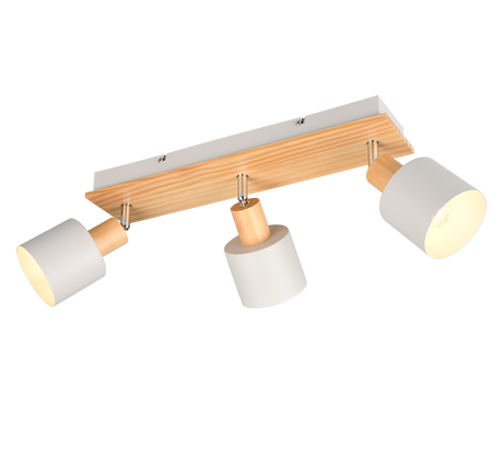 Regleta de focos Shanti Trio gris, madera 3 luces 862700376