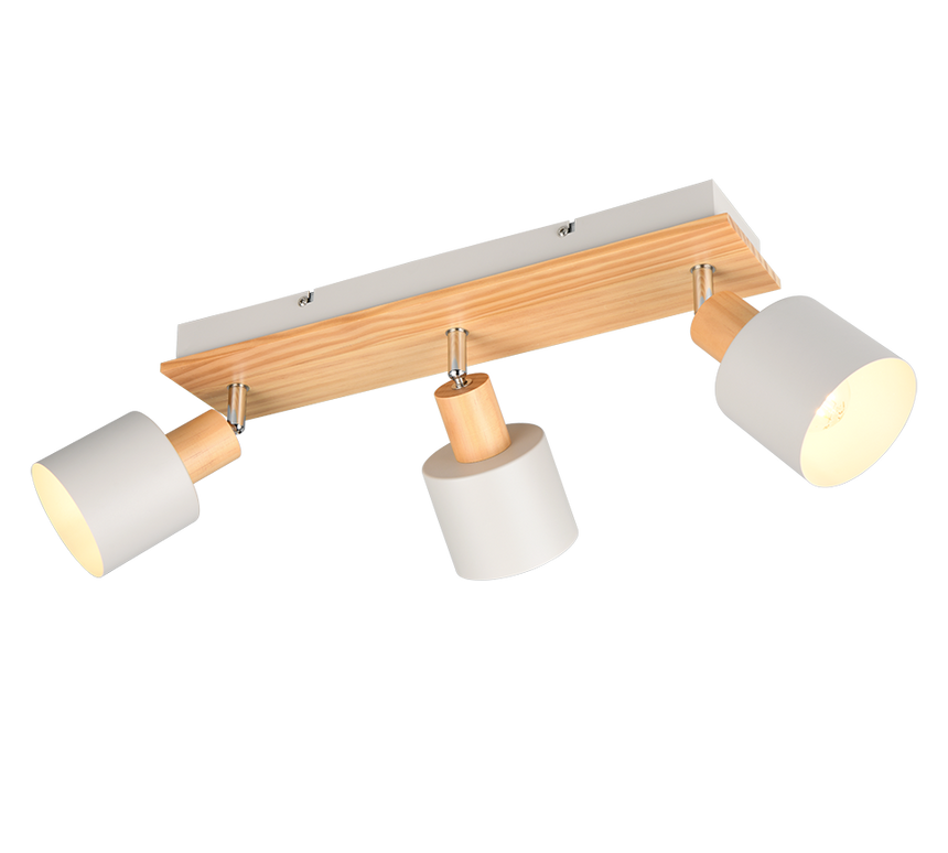 Regleta de focos Shanti Trio gris, madera 3 luces 862700376