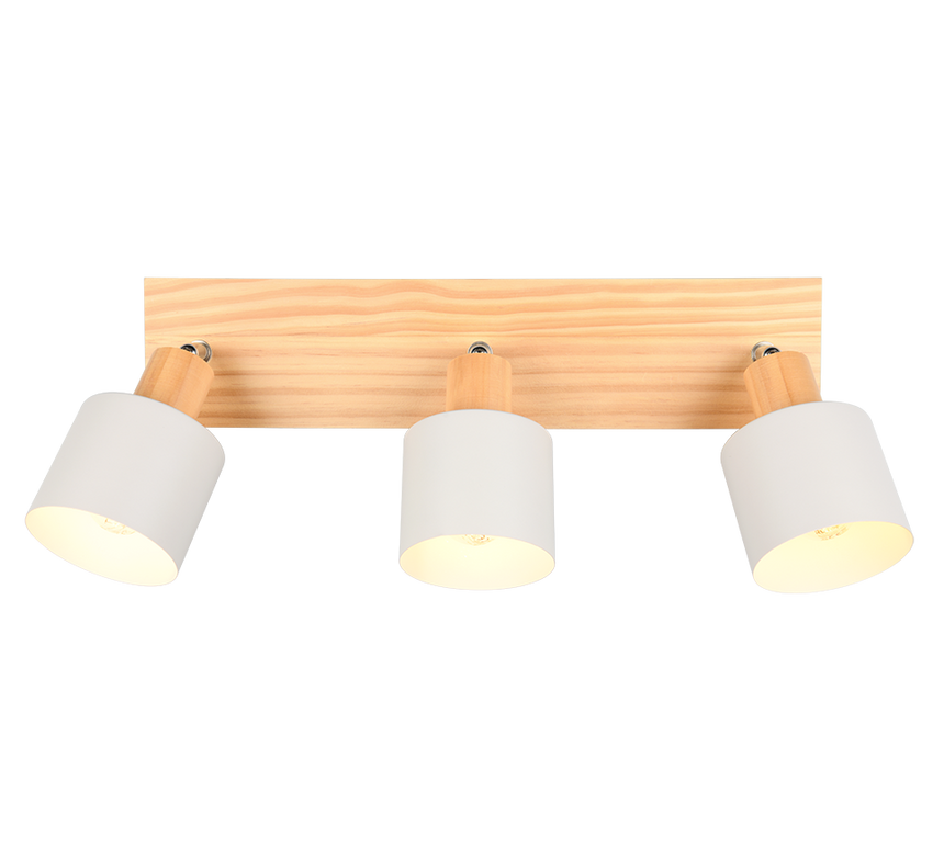 Regleta de focos Shanti Trio gris, madera 3 luces 862700376