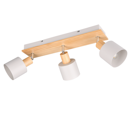 Regleta de focos Shanti Trio gris, madera 3 luces 862700376