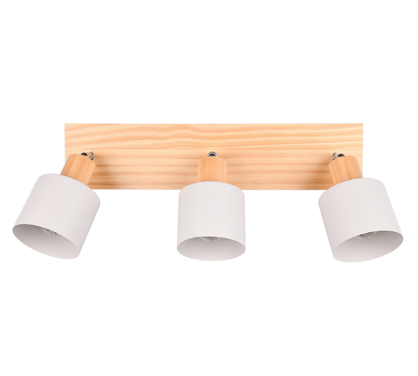 Regleta de focos Shanti Trio gris, madera 3 luces 862700376