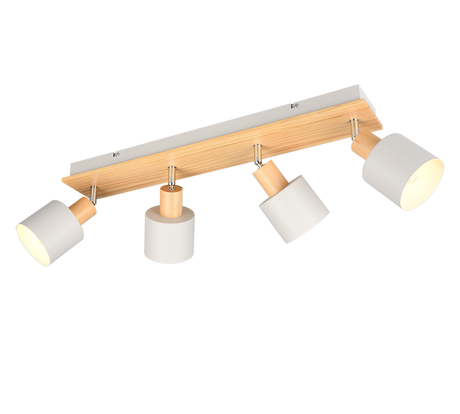 Regleta de focos Shanti Trio gris, madera 4 luces 862700476