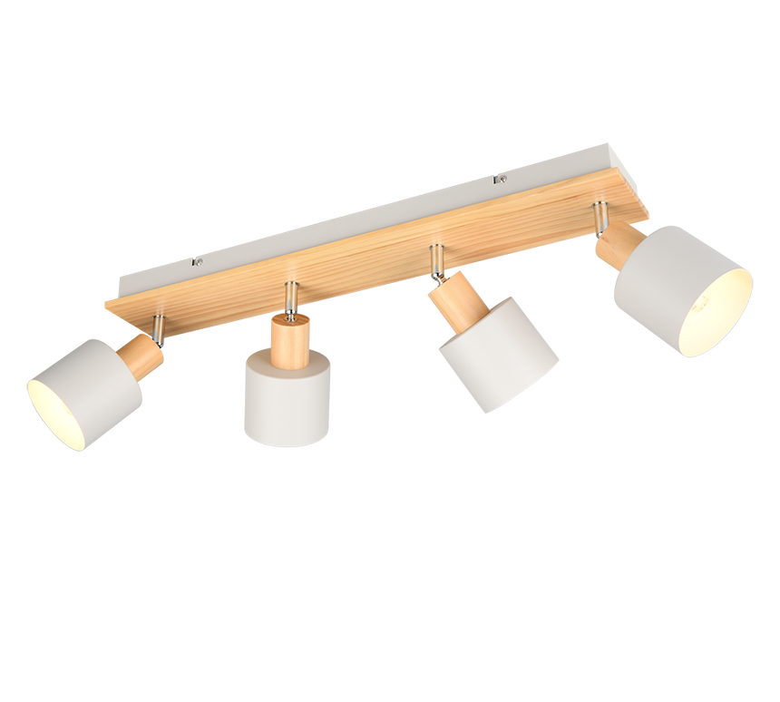 Regleta de focos Shanti Trio gris, madera 4 luces 862700476