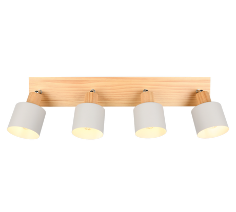 Regleta de focos Shanti Trio gris, madera 4 luces 862700476