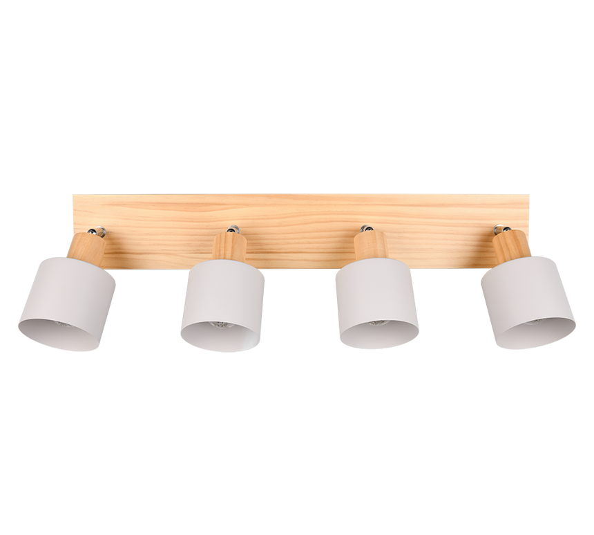 Regleta de focos Shanti Trio gris, madera 4 luces 862700476