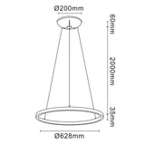 Plano de medidas - Mantra Riumar Lámpara de techo colgante LED 15W negro Ø62cm 8673