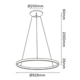 Plano de medidas - Mantra Riumar Lámpara de techo colgante LED 20W arena Ø92cm 8677