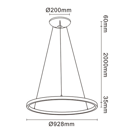 Plano de medidas - Mantra Riumar Lámpara de techo colgante LED 20W arena Ø92cm 8677