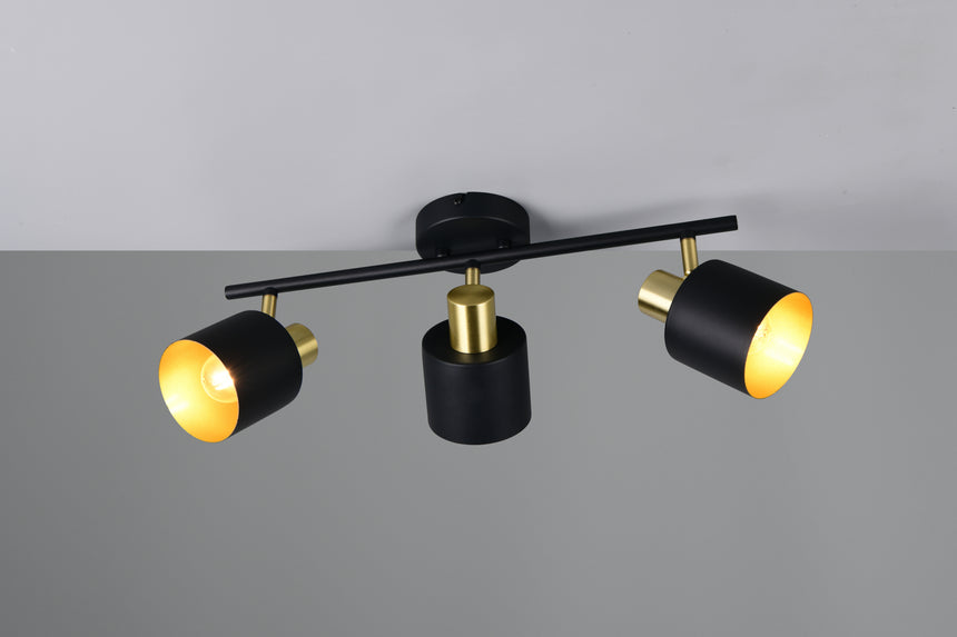 Foco Trio Eva LED negro y dorado 2700K 53,5cm 868800380