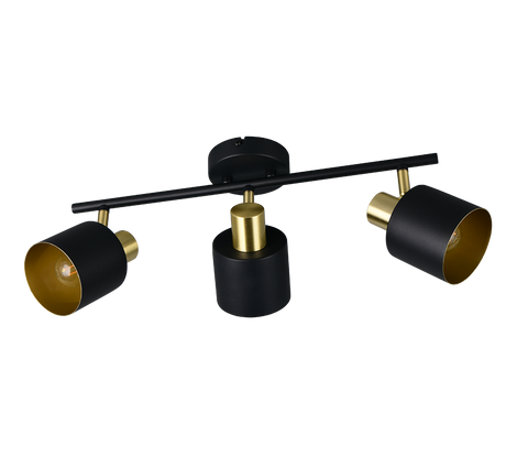 Foco Trio Eva LED negro y dorado 2700K 53,5cm 868800380