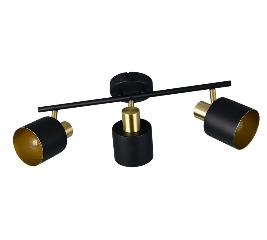 Foco Trio Eva LED negro y dorado 2700K 53,5cm 868800380