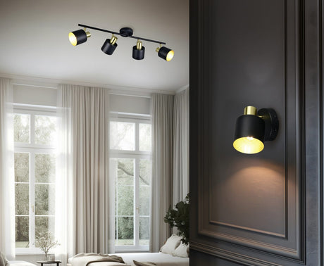 Foco Trio Eva LED negro y dorado 2700K 78cm 868800480