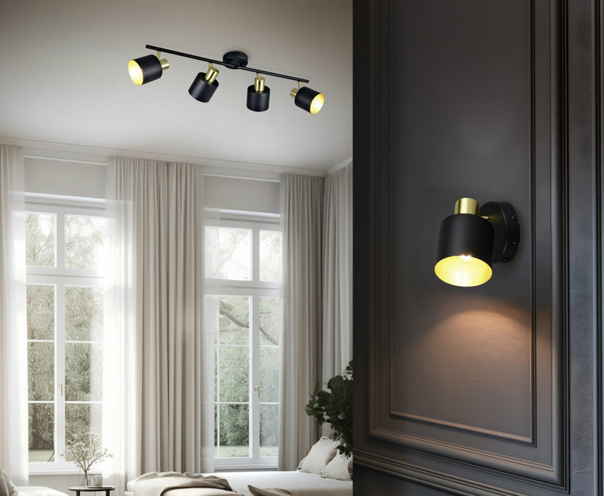 Foco Trio Eva LED negro y dorado 2700K 78cm 868800480
