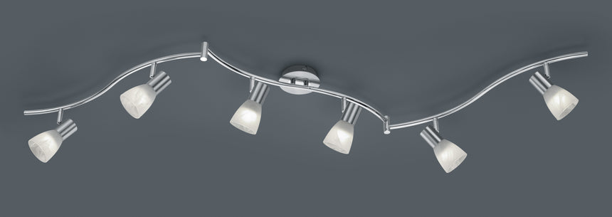 Foco Trio Levisto LED 6 luces níquel mate 3000K 180cm 871010607