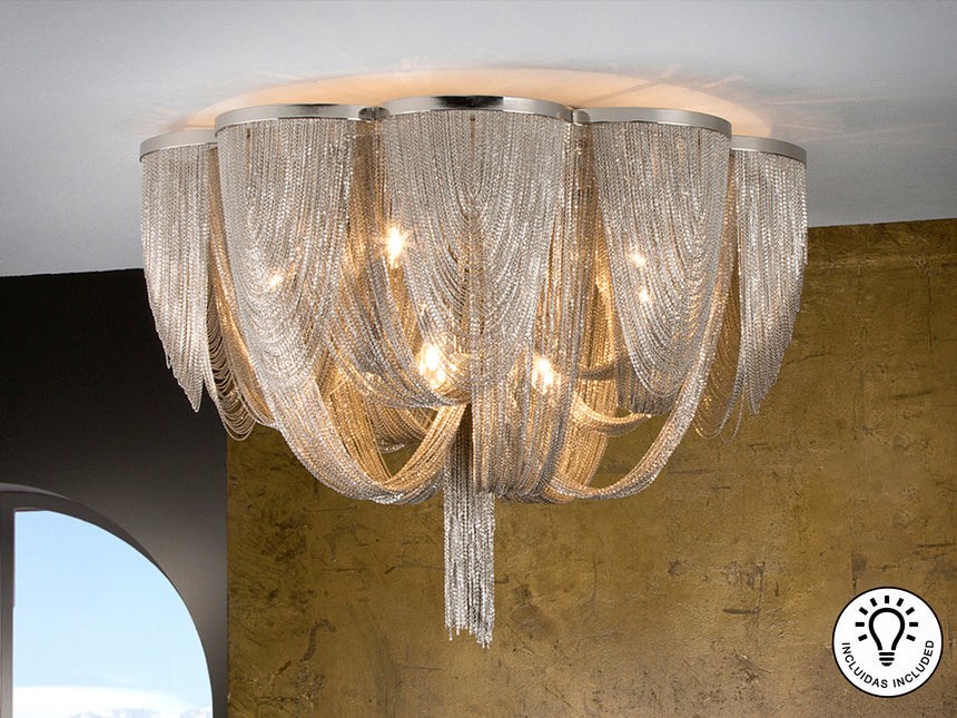 Plafón Schuller Minerva 10 luces níquel Ø68cm 872469 - vista 2