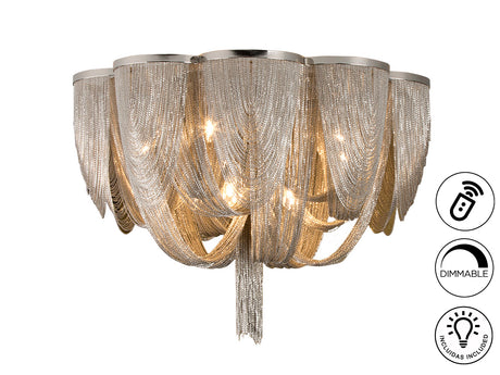 Plafón Schuller Minerva 10 luces níquel regulable con m