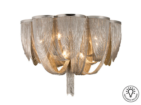 Plafón Schuller Minerva 10 luces níquel Ø68cm 872469