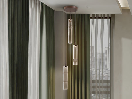 Lámpara Schuller Cañas 3 luces marrón y bronce 877725