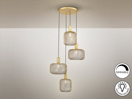 Lámpara de techo colgante Schuller Osiris 4 luces oro Ø - ambiente
