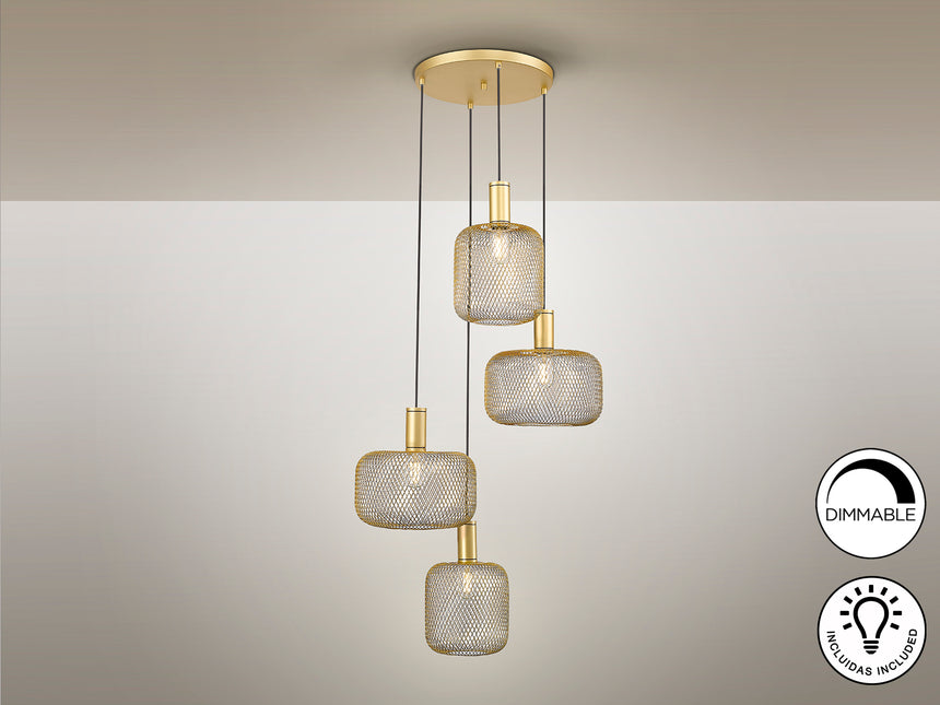 Lámpara de techo colgante Schuller Osiris 4 luces oro Ø - ambiente