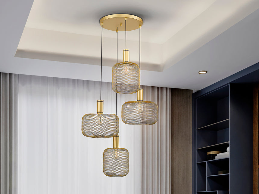 Lámpara de techo colgante Schuller Osiris 4 luces oro Ø58cm 910460 - vista alternativa