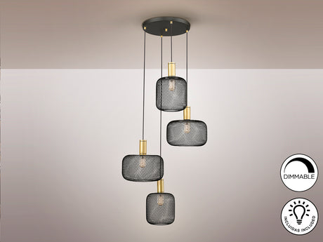 Lámpara de techo colgante Schuller Osiris 4 luces negro - ambiente