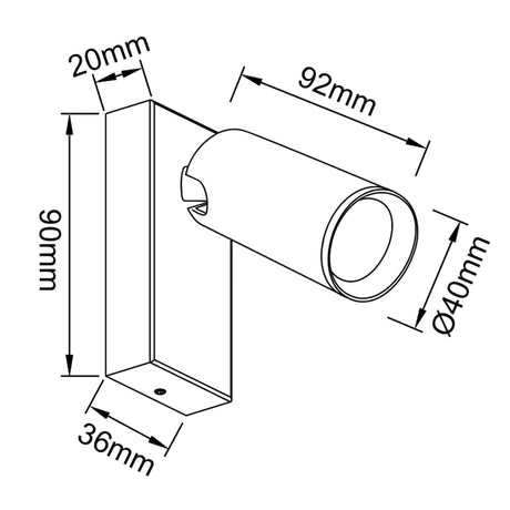 Foco Nazaré GU10 — dimensiones técnicas