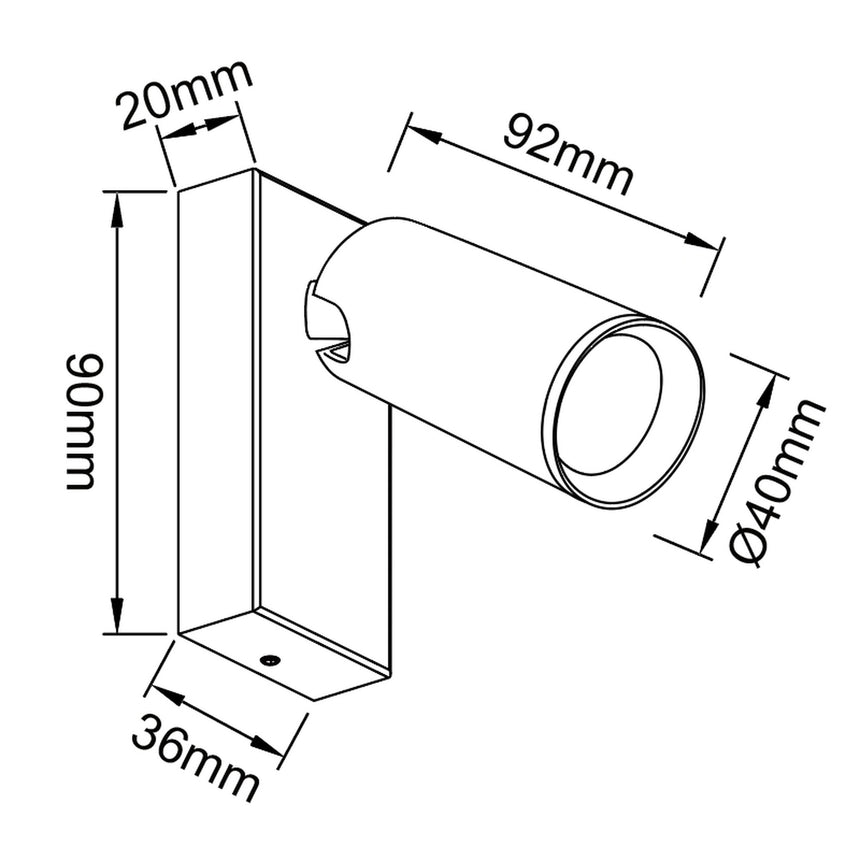 Foco Nazaré GU10 — dimensiones técnicas