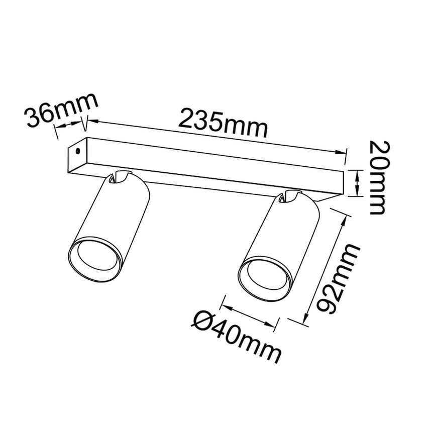 Regleta Nazaré 2L — dimensiones técnicas
