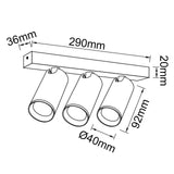 Regleta Nazaré 3L — dimensiones técnicas