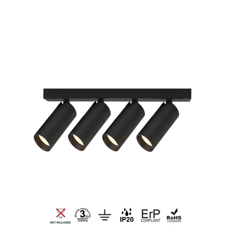 Regleta Nazaré 4L negro instalada en ambiente