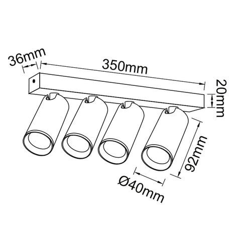 Regleta Nazaré 4L — dimensiones técnicas
