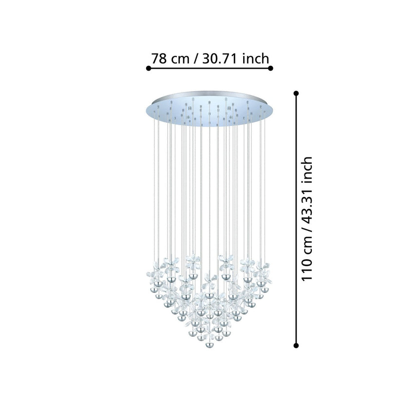 EGLO Pianopoli Lámpara de techo colgante LED acero inoxidable cristal cromo 93661