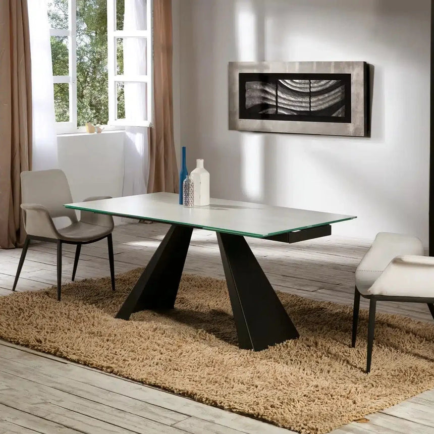 Schuller Alai Mesa comedor extensible negro mate y cristal 983174