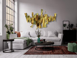 Escultura de pared Schuller Fracture dorado brillo acero inoxidable 110cm vista 1