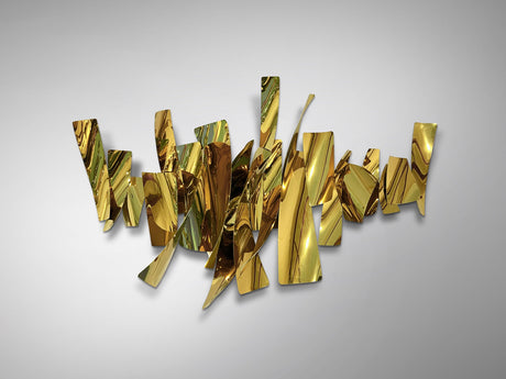 Escultura de pared Schuller Fracture dorado brillo acero inoxidable 110cm vista 2