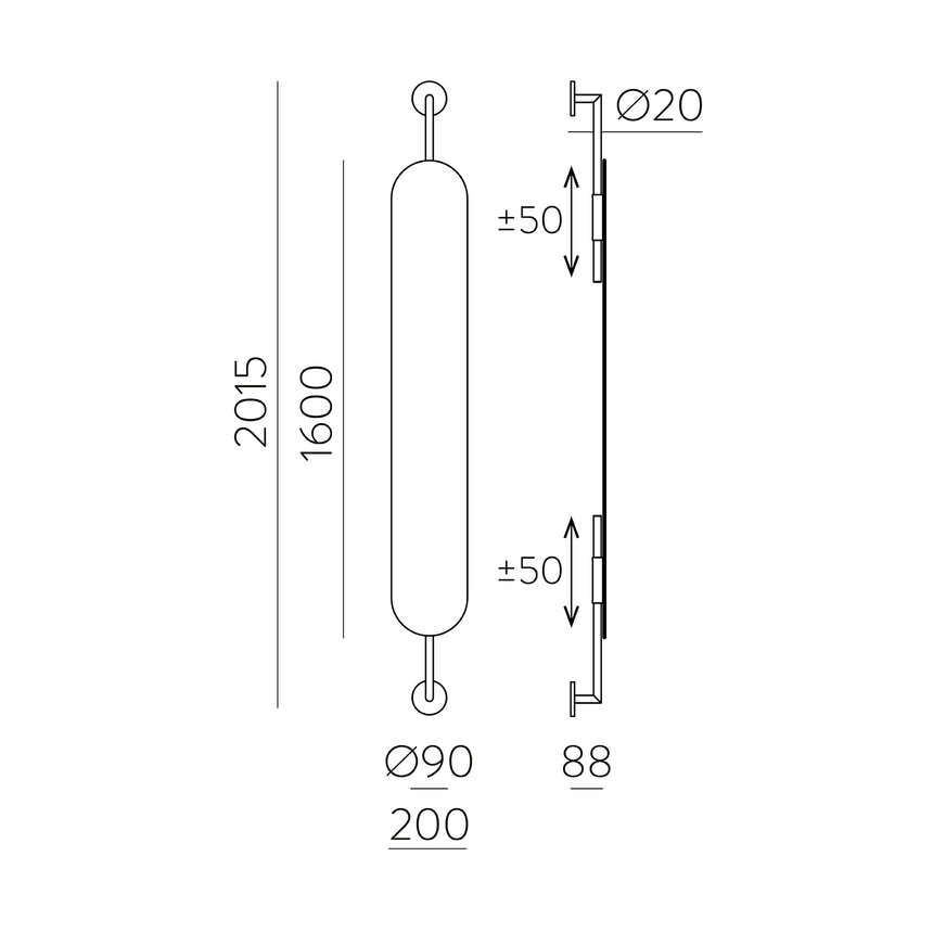 ACB Dresscode Espejo 10735 1600(h)x200, Pared, RAL 1036