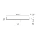 ACB Ura Wall Light 16/3298-60 Opal/Chrome, LED 19W 1780lm, CRI90 I IP44, integrated LED, Kelvin 3000K-4000K Slide Switch A3298271C