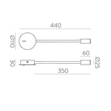 ACB Lyon Aplique 16/3699 Blanco texturado, LED 3W 3000K 285lm, CRI90 , LED integrado, Con interruptor, Orientable A3699101B