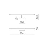 ACB Menorca Aplique 16/3730-45 Negro Texturado, LED 12W 1480lm, CRI90 I IP44, LED integrado, Kelvin 3000K-4000K Slide Switch A3730271N