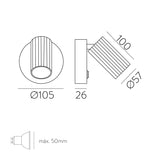 ACB Modrian Aplique 16/3951-10 Negro/Oro Técnico, LED GU10 8W, I, Orientable, Con interruptor A3951080O